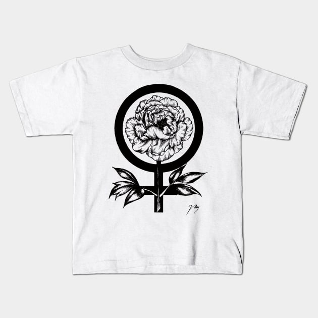 Floral Feminism Kids T-Shirt by Akbaly